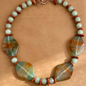 สร้อยคอแฟชั่นเรซิ่นคุณภาพดีสองชั้น ลูกปัดล็อกเก็ตสีดำ งานฝีมืออินเดีย สไตล์นางฟ้า สามารถสั่งทำได้ - Product Image 1