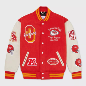 Men's Oversize Varsity Baseball Jacket Canvas Stand Collar Windproof Eco-Friendly Custom OEM - Product Image 1