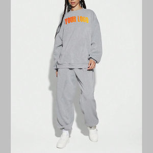 ชุดเสื้อสเวตเตอร์ผ้าฝ้าย100% สำหรับผู้หญิงชุดวิ่งออกกำลังโอเวอร์ไซส์ทรงหลวมชุดสเวตเตอร์ไม่มีลายระบายอากาศได้ดี - Product Image 4