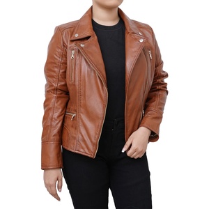 Chaqueta de Cuero Moderna para Mujer, Estilo Motero, Corta, para Uso Diario - Product Image 1