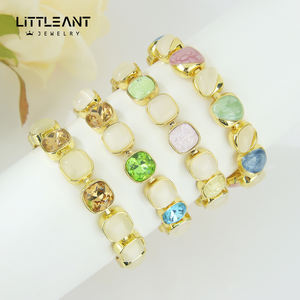 Bracciale in Oro 14k dal Design Esclusivo ed Elegante, Romantico con Smalto e Pietre Colorate Miste, Bracciali da Donna all'Ingrosso - Product Image 1