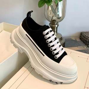 Zapatos de Lona para Mujer, Suela Gruesa, Tacones Altos, Estilo Retro, Efecto de Aumento de Estatura, Estilizadores, Zapatillas Casuales - Product Image 1