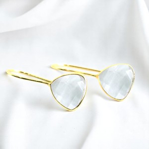 925 argent trillion forme lunette cristal Quartz pierres précieuses boucles d'oreilles plaqué or déclaration boucles d'oreilles bijoux pour femmes - Product Image 1