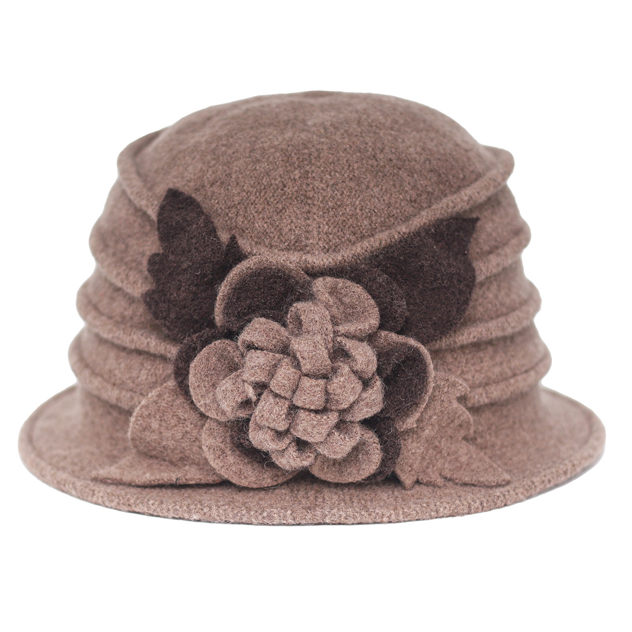 Vintage Wool Cloche Winter Hat 1920s Floral Pattern Packable Women 1920s 100% Wool Vintage Cloche Bucket Winter Hat with  main image 2
