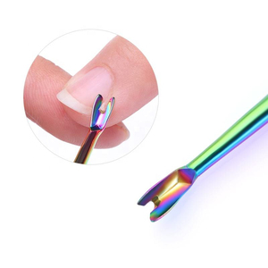 Outil de pousse-cuticules d'ongle en acier inoxydable avec logo personnalisé, durable, léger, réutilisable, double usage, vente en gros d'accessoires de manucure OEM - Product Image 2