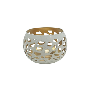Votive en fer fantaisie de couleur blanche utilisable pour les pots de bougie votive en métal décoratifs pour la maison - Product Image 4
