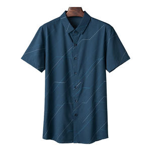 Camisas Casuales de Manga Corta para Hombre, Tejidas, Transpirables, de Algodón/Poliéster, Ropa Deportiva, Corte Regular, Camisas de Vestir para Fitness, Venta al por Mayor - Product Image 4