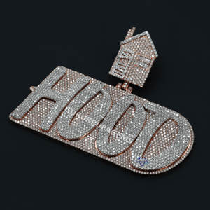 14 KT จี้ฮิปฮอปสีขาวและสีโรสโกลด์ประดับเพชรเม็ดกลมเพชรเพชรแบบสดใสเพิ่มความคมชัดของ VVS - Product Image 2