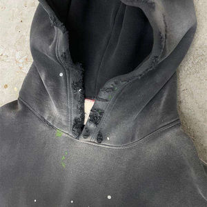 Oem Hoodie Manufacturers Custom High Quality Heavyweight Basics Vintage Distressed Thermal Sudaderas Acid Wash Men Hoodies - Product Image 3