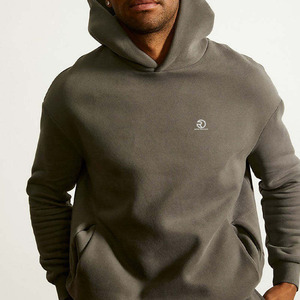 =Street Wear Blank Heavy Pullover <b>Hoodies</b> Side Pockets 100% Cotton Heavyweight Fleece Oversized Men Hoodie No <b>Strings</b> - Product Image 3