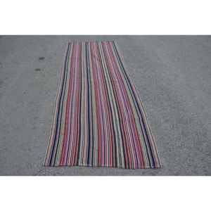 Alfombra Kilim de 9.4x3.6 pies, Alfombra Turca Vintage, Alfombra Oriental Azul Verde - Product Image 1