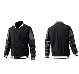 Design your own High Quality <b>Men's</b> Varsity <b>Jacket</b> Custom PU Patchwork Blank Unisex Baseball <b>Jackets</b> for Spring - Product Image 3