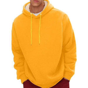 Vêtements de saison d'hiver confortables coupe-vent en couleur jaune pulls à capuche 100% coton sweats à capuche et sweat-shirts pour hommes - Product Image 3