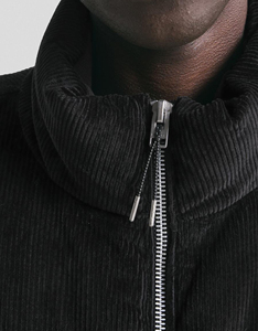 Mens Custom Logo Puffer <b>Jacket</b> For Outdoor Winter <b>Hiking</b> Warm Loose Thick Black Corduroy Quilted Padded Bomber With Stand Collar - Product Image 4