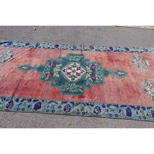 พรมวินเทจตุรกี ขนาด 4.5x10.3 ฟุต พรมสีแดงขนาดใหญ่ลายอิคัต - Product Image 3