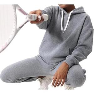 Logo personnalisé sweats à capuche surdimensionnés pantalons de survêtement à épaules tombantes ensemble de jogging coupe étroite motif uni sweat-shirt pantalon de survêtement vierge - Product Image 3