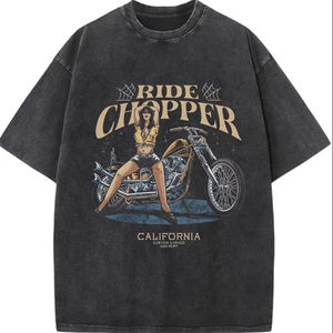 Camiseta de punto de manga corta para hombre, estilo hip hop, oversized, cuello redondo, lavado ácido, estilo americano, colección Primavera Verano 2026 - Product Image 1