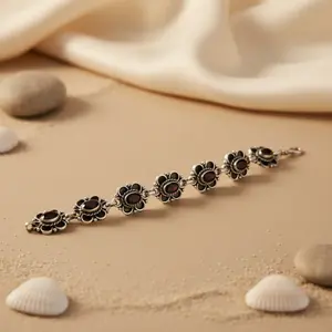 Floral Design 925 <b>Silver</b> Black Onyx Bracelet for <b>Women</b> Trendy Religious Anniversay Party <b>Bangles</b> - Product Image 2