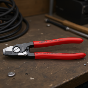 Tijeras para cables Knipex con acabado pulido y mangos recubiertos de plástico con función de pelado - Product Image 3