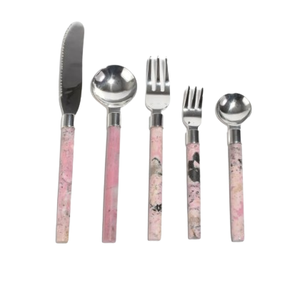 Ustensiles de cuisine design tendance cuillère à café poignée décorative accessoires de salle à manger en métal ensembles de couverts plaqués or - Product Image 5