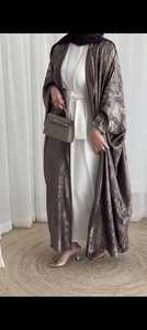 Elegante modesto bordado a mano de las mujeres importadas brillo Abayas Formal tradicional Dubai vestidos de tela transpirable - Product Image 3