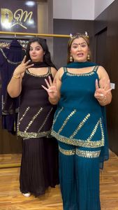 Premium Faux Georgette Sharara Robe avec Paillettes Travailler Entièrement Cousu avec Élastique 38 Pouces Longueur & 2.2M Tassel Dupatta - Product Image 6