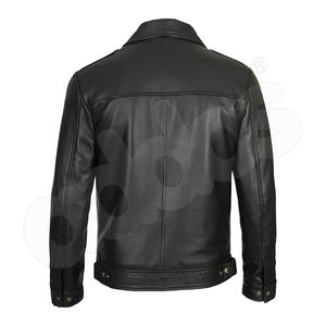 แจ็กเก็ตหนังแกะสีดำสำหรับผู้ชายแจ็กเก็ตหนังแกะออกแบบได้ตามต้องการดีไซน์ใหม่ - Product Image 5