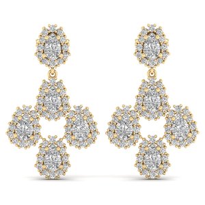 REYES IGI Boucles d'oreilles pendantes en diamant de laboratoire de 3.4 carats coupe poire certifiée en argent sterling 925 pour mariage et fête Bijoux fins - Product Image 2