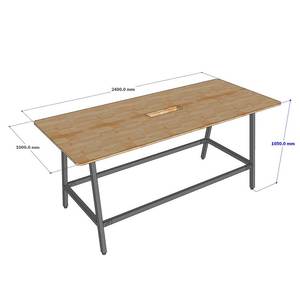 Minimalist 240x100x105cm Standing Conference <b>Table</b> with A-<b>Shaped</b> Iron Legs Rubber Wood HBMN037 for Office Furniture - Product Image 4