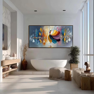 Prismatic Bloom Cityscape Abstract Contemporary Wall Art <b>Framed</b> with Wood Hanging <b>Canvas</b> Living Room Decor - Product Image 2