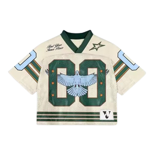 Maillot court Boxy personnalisé pour hommes, streetwear vintage, t-shirt de sport pour le football, le basket-ball et le football-maillot en maille imprimé rétro - Product Image 1