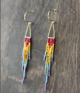 Pendientes de Flecos con Cuentas de Calidad Premium, Pendientes de Cuentas, Pendientes de Cuentas Pequeñas, Pendientes Colgantes con Borlas - Dorado - Largos - Product Image 2