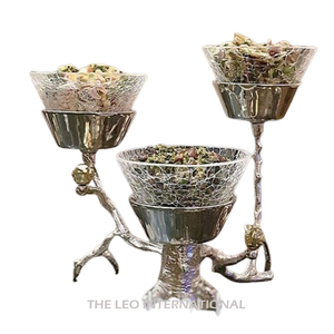 Hammered Texture Shiny Polished Aluminum Stainless Steel Metal <b>Decorative</b> Bowl Best Quality Flower Shape Design With <b>Lid</b> Bowl - Product Image 5