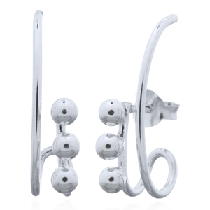 Esferas alineadas verticalmente Pendientes de tuerca de plata 925 para damas de fabricación mayorista de Tailandia - Product Image 2