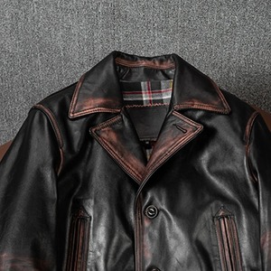 แจ็กเก็ตผ้าใบหนังแกะสำหรับผู้ชายเสื้อแจ็กเก็ตผู้ชายทำด้วยมือยาวแบบย้อนยุคทำด้วยมือแบบเก่ากันน้ำระบายอากาศได้ - Product Image 6