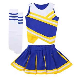 Uniforme de Animadoras Juvenil Personalizado con Logotipo en Amarillo, Azul y Blanco, Vestido de Animadoras Transpirable para Competencia, Precio de Fábrica - Product Image 2