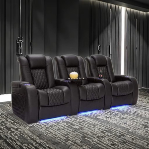 Sillón <span class=keywords><strong>Reclinable</strong></span> Eléctrico de Cine, Cómodo y de Alta Gama, Sofá de Cuero para Sala de Estar, Villa o Sótano - Product Image 2