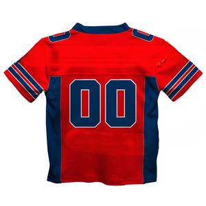 Maillot de football américain personnalisé rouge et bleu, uniforme d'équipe, col en V, manches courtes, maille respirante, vêtements de sport, maillot de jeu personnalisé - Product Image 2