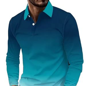 Nueva Camiseta Polo Premium Personalizada 100% Algodón, Manga Larga, para Hombre, Informal, Transpirable, para Uso en Exteriores, con Estampado Personalizado y Diseño Sólido - Product Image 1