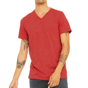 Camiseta de Manga Corta con Cuello en V para Hombre, de Tela de Bambú Suave y Transpirable, Camiseta de Algodón con Cuello en V, Personalizada OEM - Product Image 4