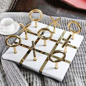 Juego de Metal de Tic Tac Toe de forma personalizada profesional, juego de pie dorado con tablero transparente, tablero de mármol al precio más bajo - Product Image 2