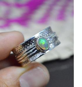 โอปอลเอธิโอเปียน925สเตอร์ลิงอัญมณีธรรมชาติหรูหราเครื่องประดับงานแต่งงานแหวนเงินทำด้วยมือ - Product Image 2