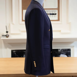 HARCHOY Completo da <span class=keywords><strong>Uomo</strong></span> Blu Navy Traspirante in Lana Slim-Fit <span class=keywords><strong>Doppiopetto</strong></span> con <span class=keywords><strong>Blazer</strong></span> e Pantaloni su Misura di Alta Qualità - Product Image 3