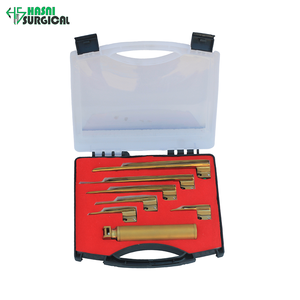 Set de Laringoscopio Miller de Fibra Óptica de Acero Inoxidable Premium, Color Dorado, Certificado CE - Product Image 1