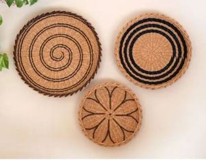 Ensemble de 3 paniers muraux en rotin rond tissé à la main Design Art déco de haute qualité pour la décoration de la maison Bon prix du Vietnam - Product Image 5