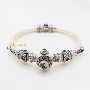 925 Sterling Silver Best Quality Natural Green Onyx Gemstone <b>Bracelet</b> Oxidized Kada <b>Gold</b> Plating for Parties Wholesale Jewelry - Product Image 1