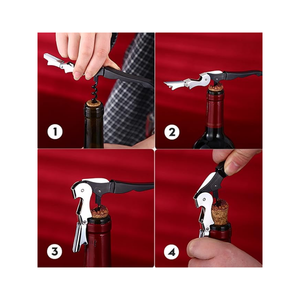 Tire-bouchon professionnel de style serveur avec coupe-capsule et ouvre-bouteille robuste - Product Image 1