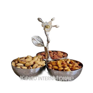 Tazón decorativo de metal de acero inoxidable de aluminio con textura martillada pulida brillante Tazón de moda elegante Premium - Product Image 4