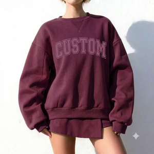 เสื้อสเวตเชิ้ตคอเต่าทรงโอเวอร์ไซส์สำหรับผู้หญิง ผ้าฝ้ายวินเทจสไตล์สตรีทแฟชั่น ผลิตจำนวนมากขายส่ง - Product Image 1