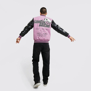 Custom Logo High Quality Chenille Embroidery <b>Patchwork</b> Streetwear Winter Bomber Letterman Men Leather Varsity <b>Jacket</b> for Men - Product Image 5